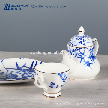 Azul bambú diseño chino estilo porcelana café conjunto hueso china té